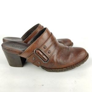 Born Brown Leather Clog Heel Slip On Mule 40.5 EU